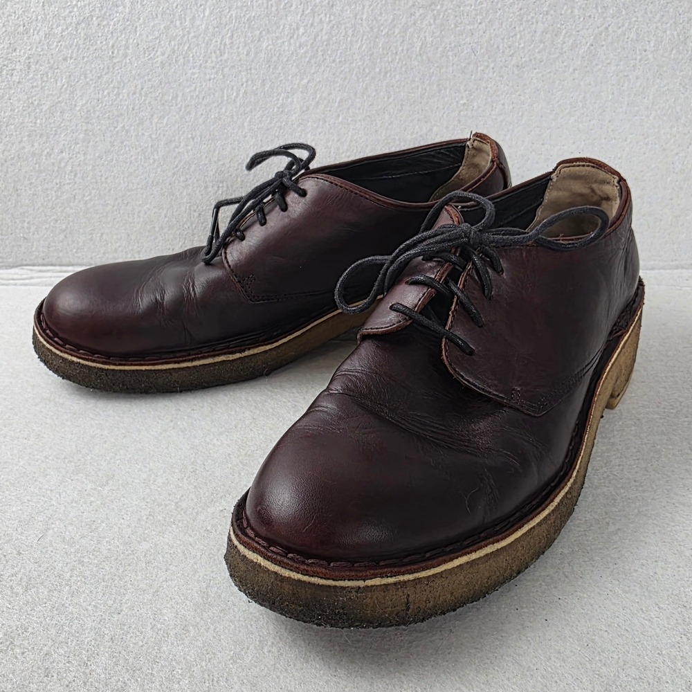 Clarks Griffin Mabel Burgundy Leather Platform Oxford Shoes Womens US 10 M